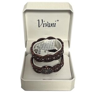 Vivani Women's Brown Bangle Wristwatch with Rhinestones - Quartz Movement - New
